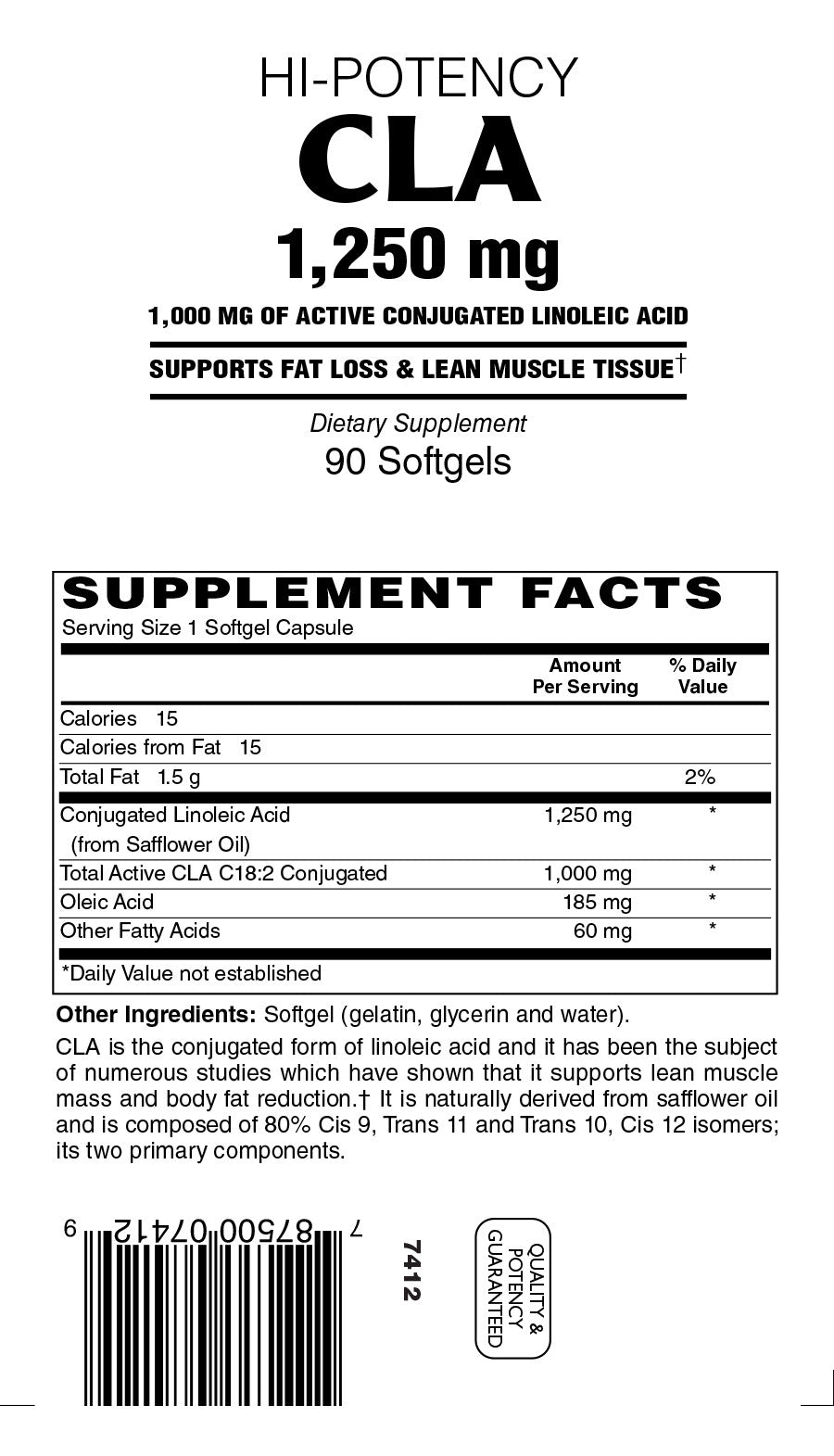 CLA 1,250mg - Sense of Balance Wellness LLC
 - 2