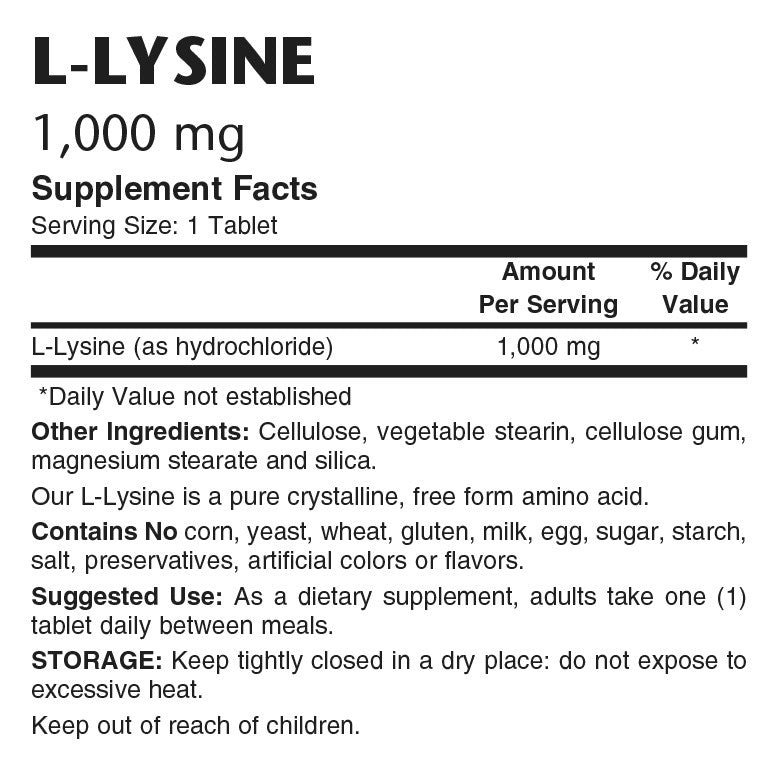 L-Lysine 1,000mg - Sense of Balance Wellness LLC
 - 2