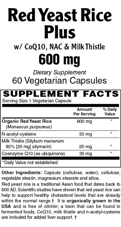 Red Yeast Rice Plus 600mg - Sense of Balance Wellness LLC
 - 2